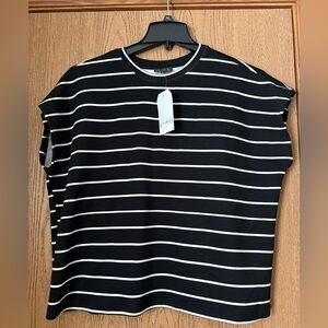 Wonderly Black and White Striped Short Sleeve Top